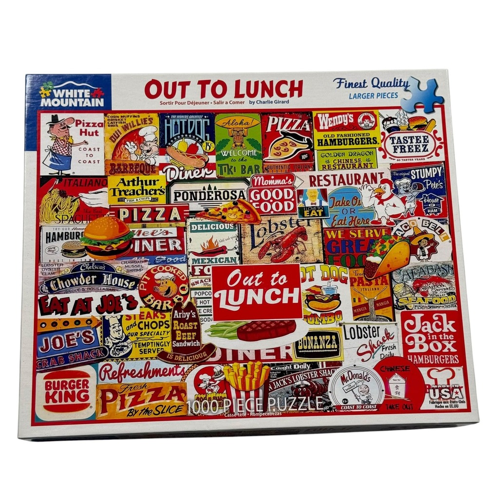 White Mountain Puzzles Out to Lunch 1000 Piece Puzzle Charlie Girard UNCOUNTED